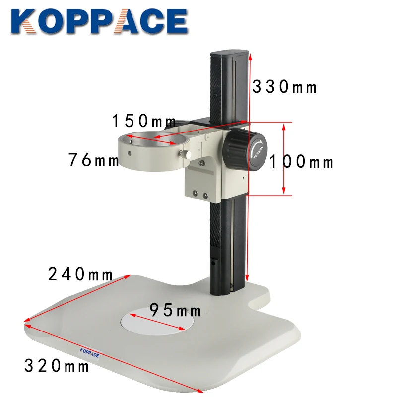 

KOPPACE Microscope Bracket Lens Diameter 76mm Microscope Focusing Bracket 200mm Working Stroke