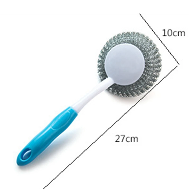 

1pc Kitchen Wire Ball Brush with Long Handle Pan Dish Cleaning Brush Washing Scrubber Hanging Stainless Steel Wire Ball Cleaner
