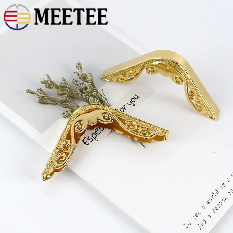 Meetee 4/10 шт. 46*65 мм из метала золотого цвета угловая Пряжка аппаратные средства