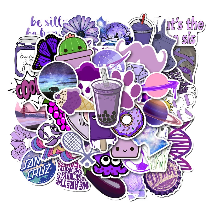 50 шт. Мультяшные фиолетовые Vsco милые маленькие свежие наклейки ПВХ