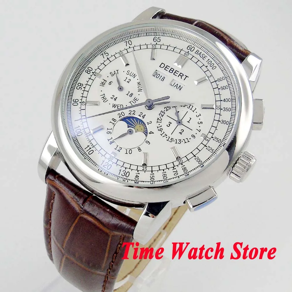 Мужские многофункциональные автоматические наручные часы deber с белым