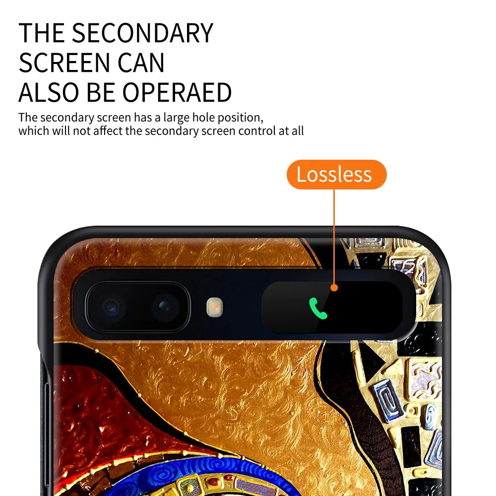 Smartphone Case For Samsung Z Flip 3 5G Cover PC Shell Black Caso Hard Van Gogh Starry Night Klimt Kiss