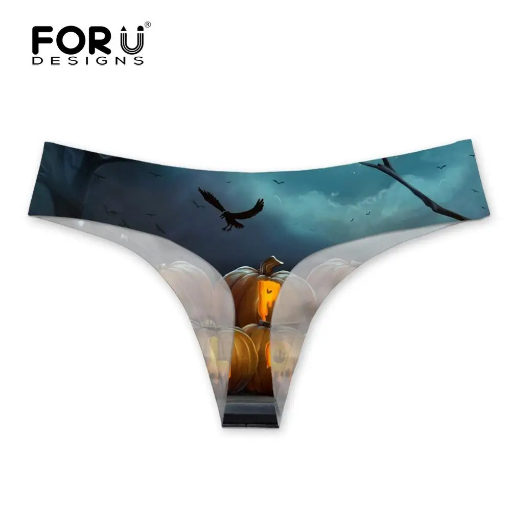 FORUDESIGNS женские стринги с 3D принтом Джек-о-фонарик женское нижнее белье трусики