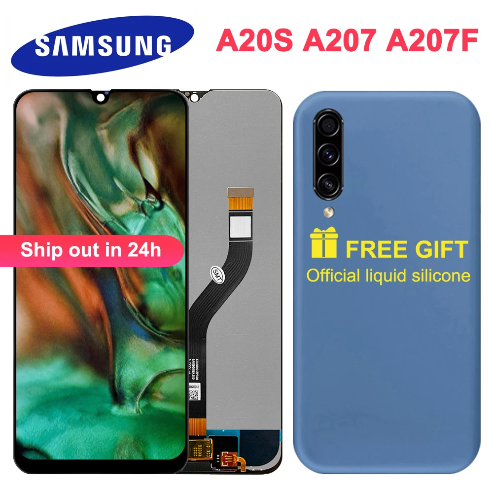 Оригинальный ЖК-дисплей 6 5 дюйма с чехлом для телефона из ТПУ Samsung Galaxy A20s A207 A2070