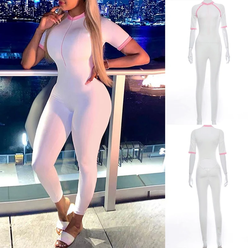 

Женский спортивный комбинезон на молнии, с длинным рукавом