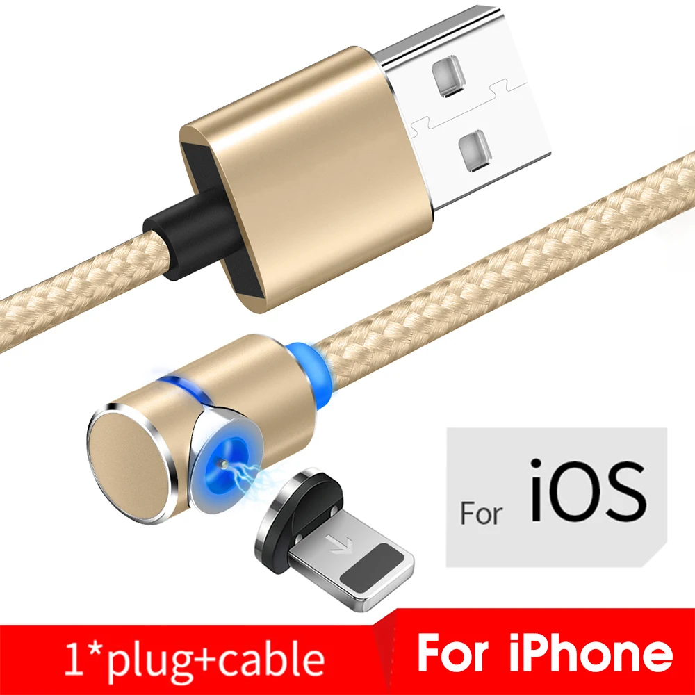 Магнитный usb кабель для зарядки для iPhone, быстрая зарядка, кабель для Android, Магнитный провод для samsung, Micro usb type C, кабель для зарядки, шнур для передачи данных - Цвет: Gold For IOS