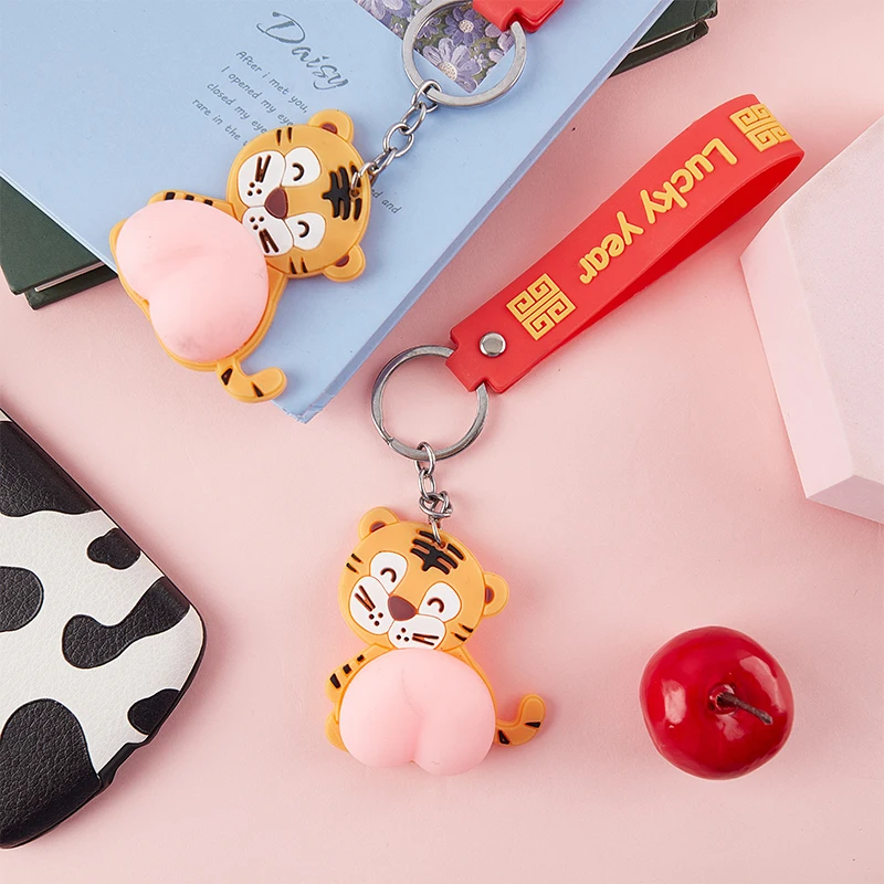 Модный брелок с милым мультяшным тигром задница для ключей аксессуары ювелирные