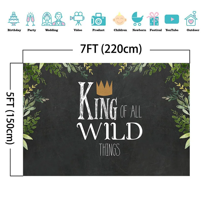 NeoBack King of All Wild Things Baby Shower фон для детской доски вечеринки в честь Дня рождения