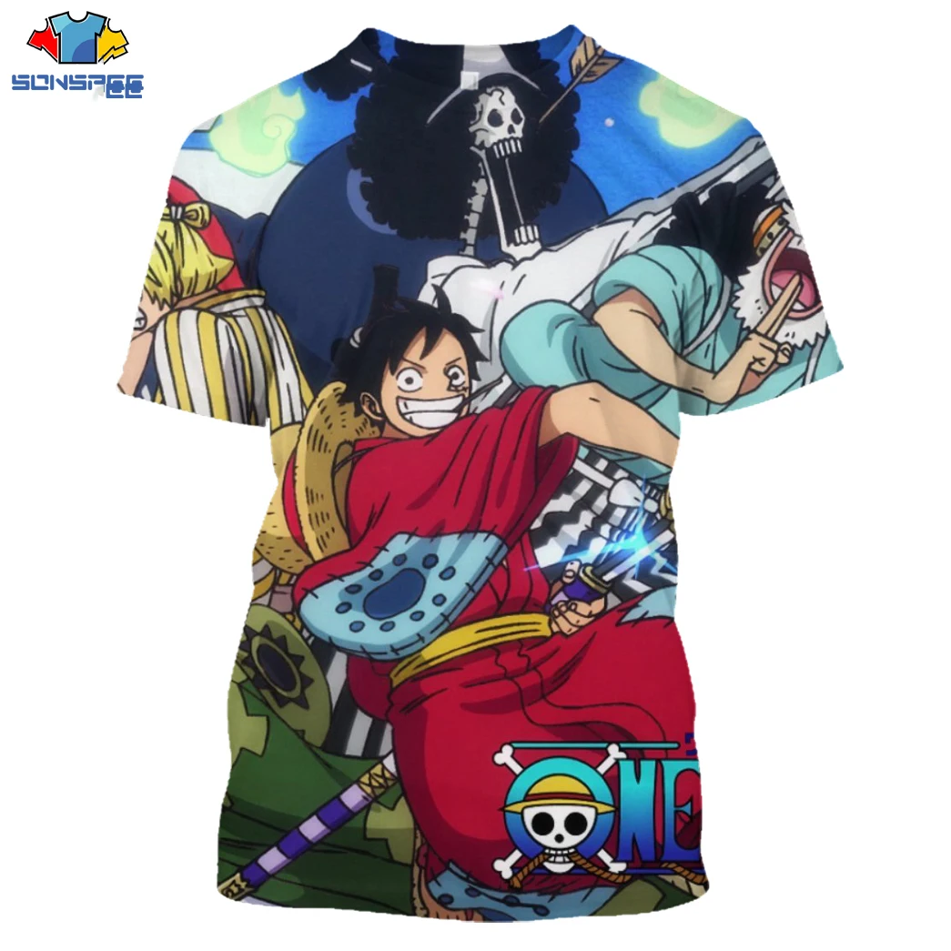 

SONSPEE New Summer Casual Unisex Tee Top Pullover Anime One Piece 3D Print Harajuku T-shirt Men Novelty Streetwear Fashion