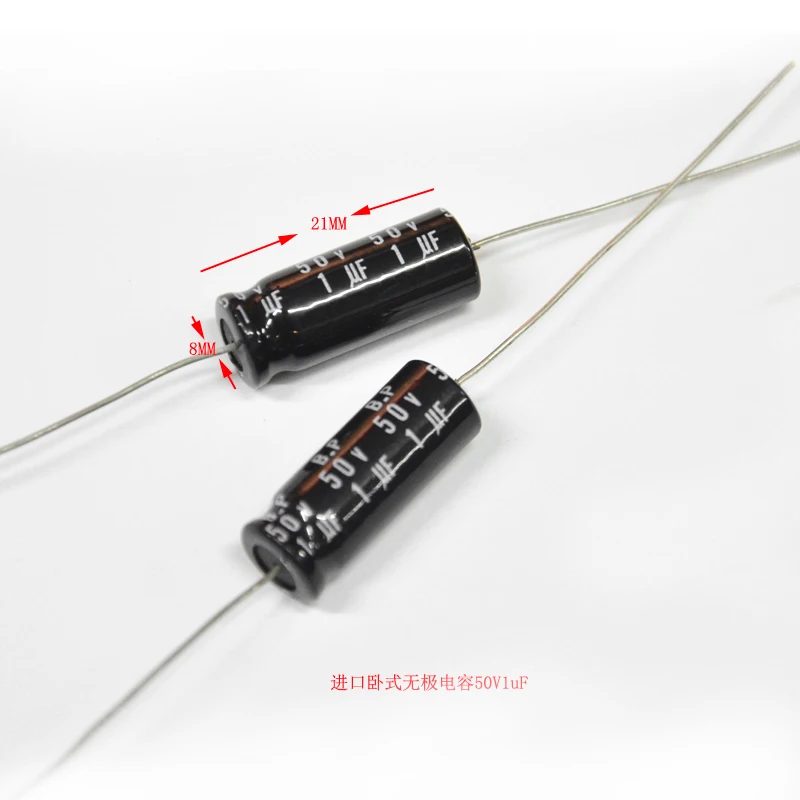 1pcs 1UF/50V imported induction axial electrolytic capacitor divider horizontal capacitance high tone | Электроника