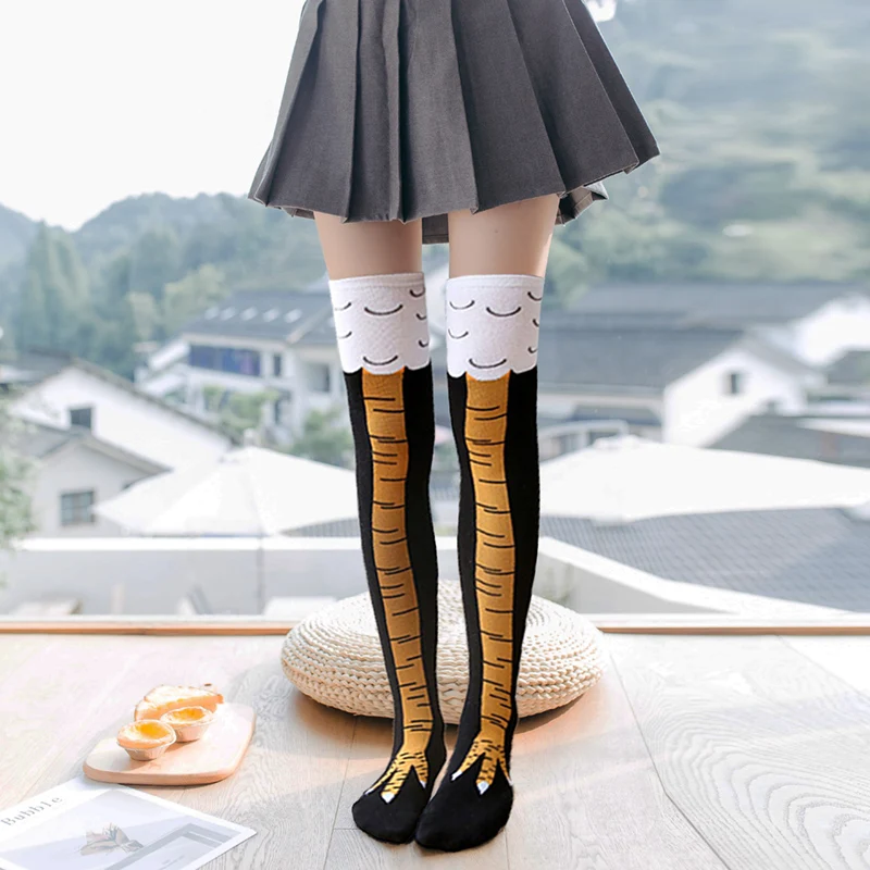 

Women 3D Chicken Feet Print Fun 3D Cartoon Thigh High Socks Fashion Cute Ladies Warm and Distinctive Winter and Autumn Sockings