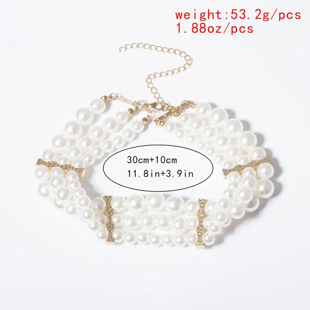 Женское Ожерелье чокер с искусственным жемчугом большие многослойные ожерелья