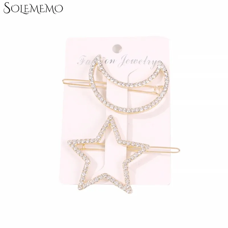 Горный хрусталь Луна Звезда 2 шт./компл. заколки для волос женщин девушек