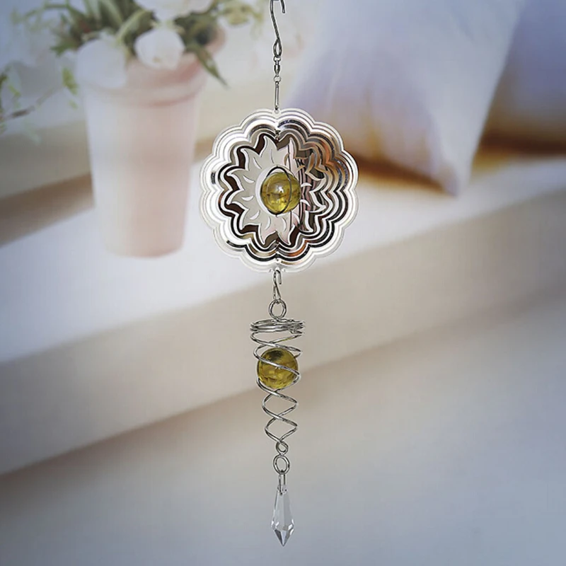 Feng Shui 3D Stereoscopic Metal Wind Chime Holding Pendant Stereo Rotating Wall Hanging Ornament For Home Decor | Дом и сад