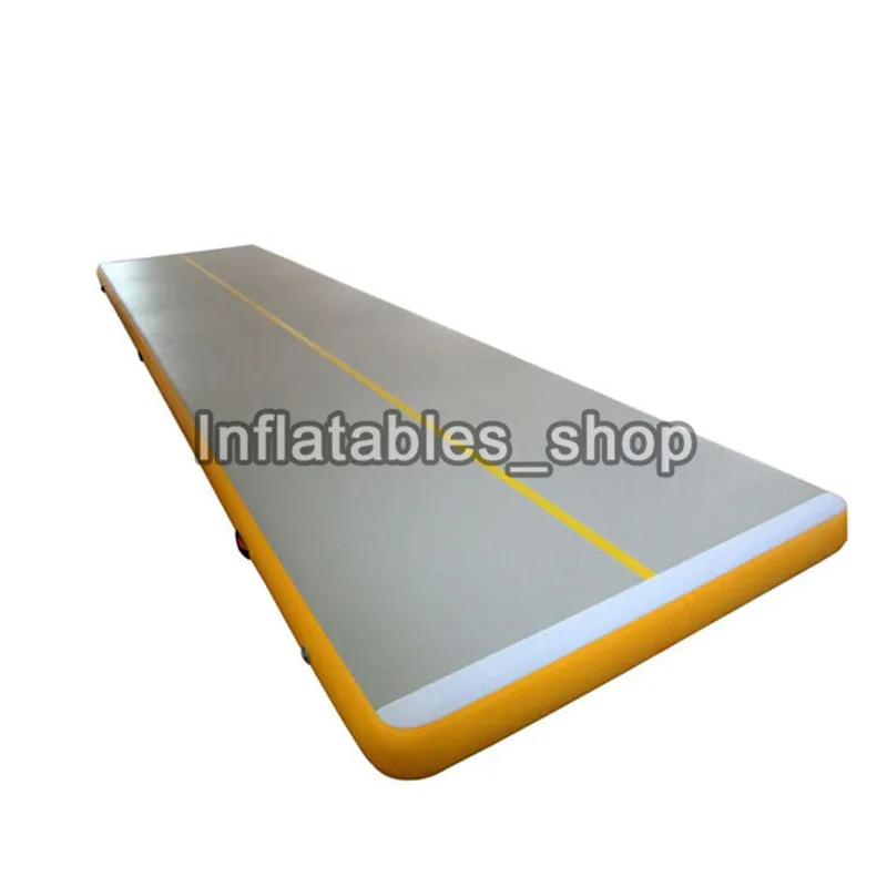 yellow single line Воздушный трек акробатика коврик для занятий гимнастикой, надувные Airtrack коврики с электрический воздушный насос для дома Применение Чирлидинг Training - Цвет: yellow single line