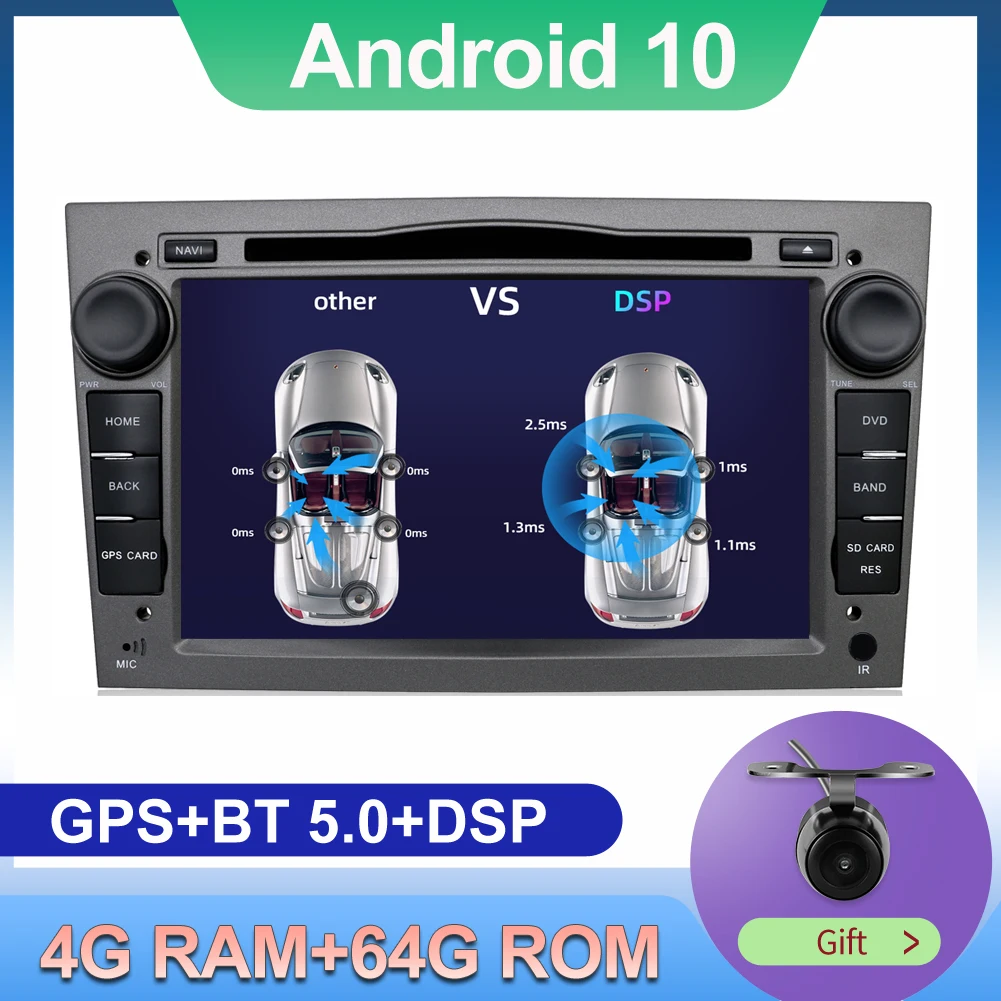 Автомагнитола 4 Гб + 64 ГБ Android 10 0 2 Din автомобильный DVD мультимедийный плеер для Opel