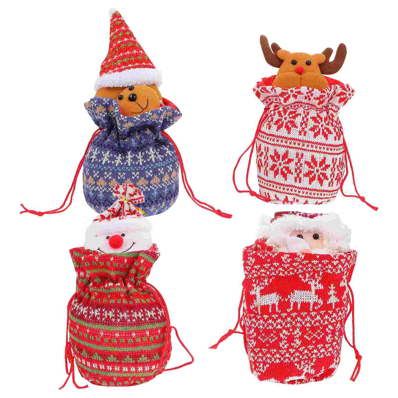 

4pcs Christmas Candy Gift Bags Home Decorations Xmas Tree Hanging Pendants