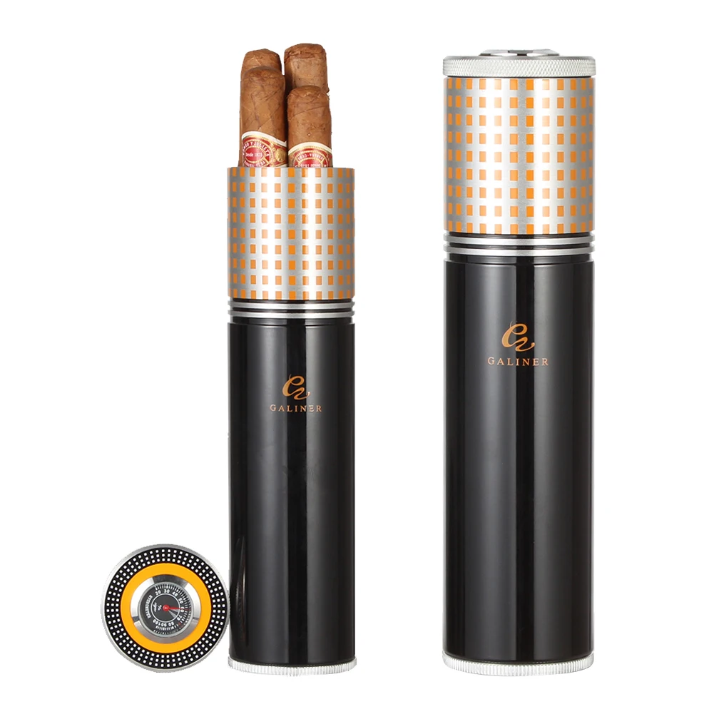 

Galiner Metal Cigar Humidor Jar W/ Hygrometer&humidifier Cigar Case Tube Portable Travel Cigar Humidor Box Accessories