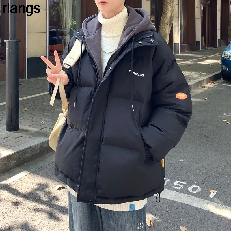 Fake Two-Piece Cotton Clothes Men's Tide Ins Cotton Clothes Winter Thickening New Student Tide Brand Wild Korean Trend Jacket