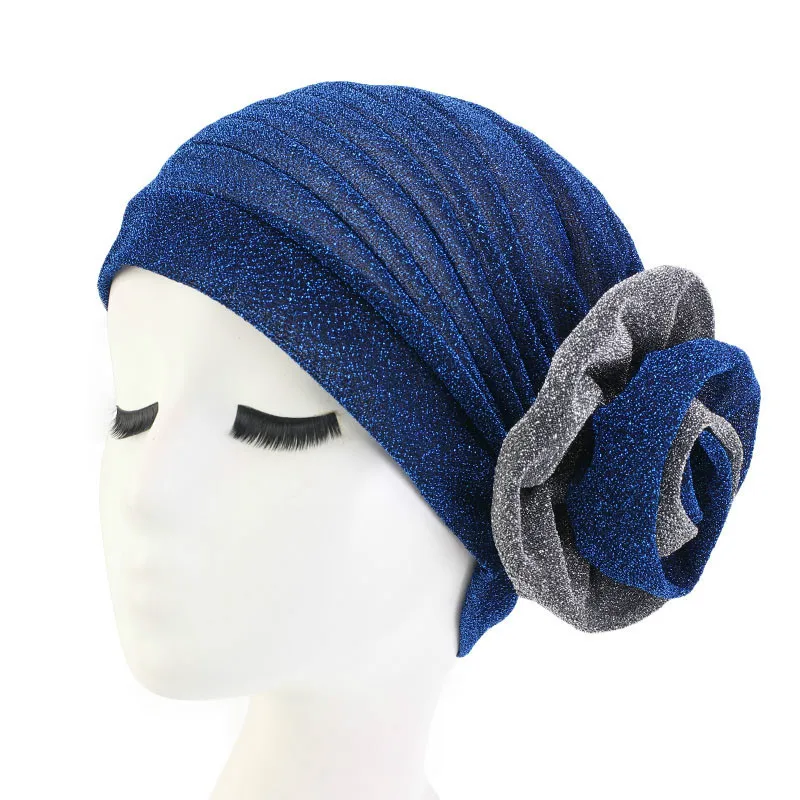 Новый элегантный хлопковый 3D Цветочный тюрбан женская шапочка облегающая шапка