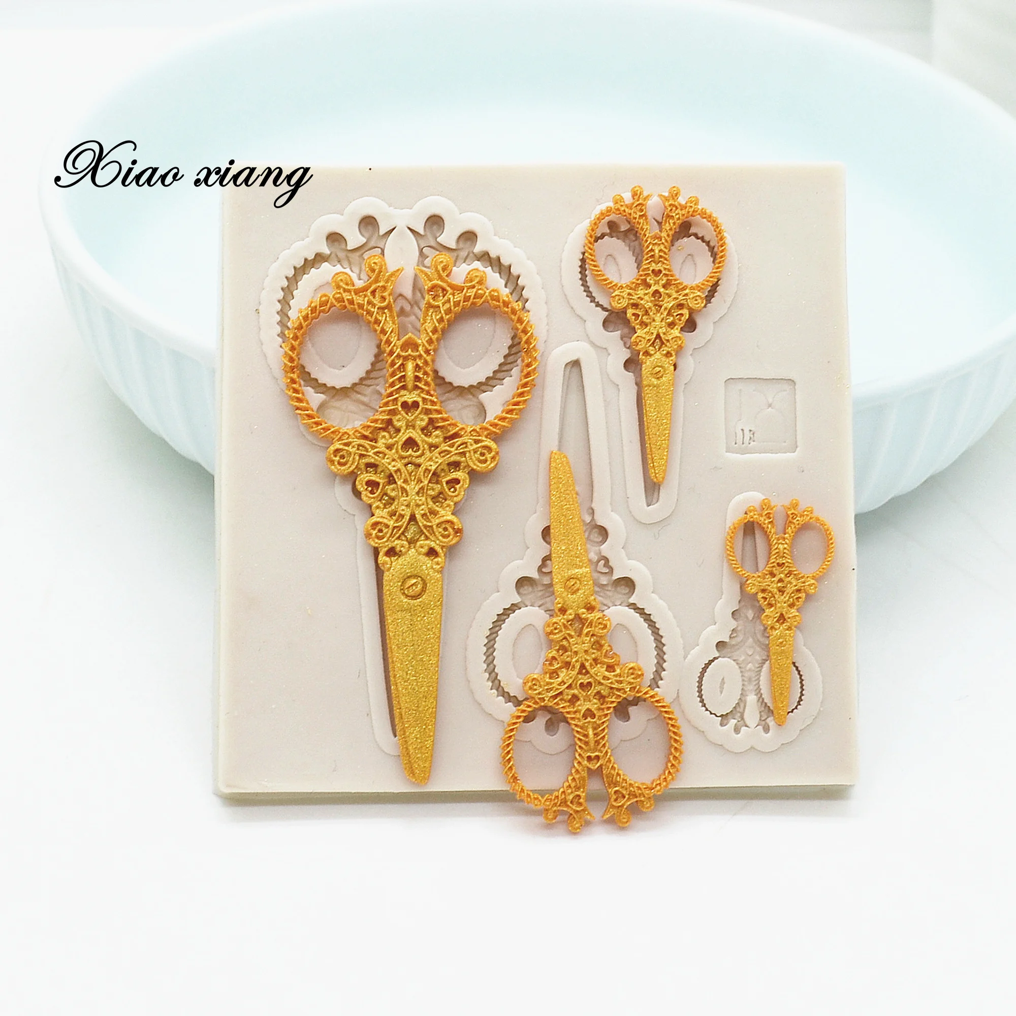 DIY Scissors Silicone Molds Fondant Cakes Decorating Tools  Sugarcraft Chocolate Baking Tools For Cakes Resin Molds M1233