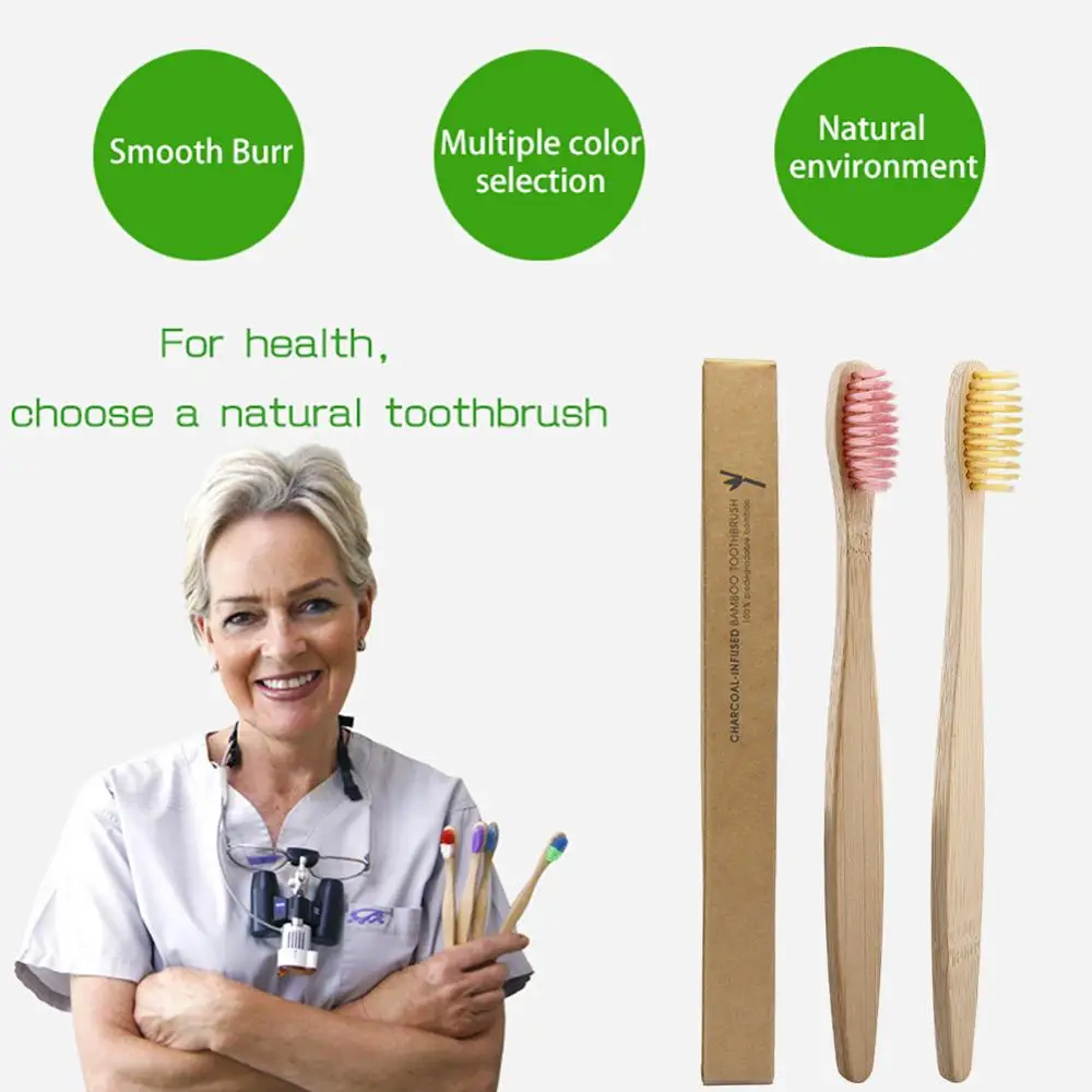 Зубная щетка с натуральной бамбуковой ручкой 12 шт./упаковка | Красота и здоровье
