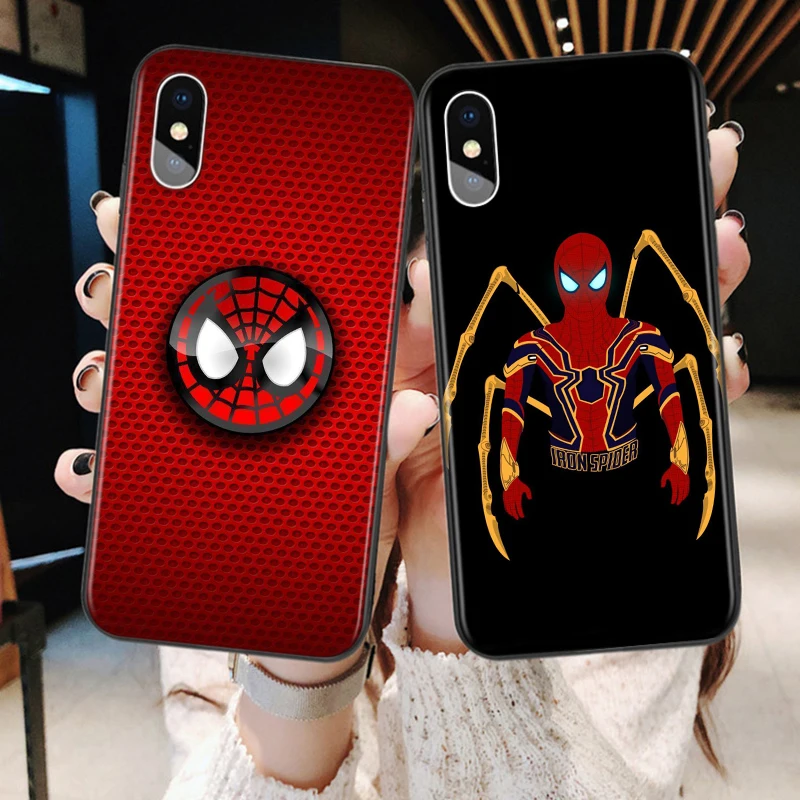 Marvel Spiderman logo Phone Case For Apple iPhone 14 13 12 11 SE XS XR X 7 8 mini Plus Pro MAX 2020 Black Soft FUnda