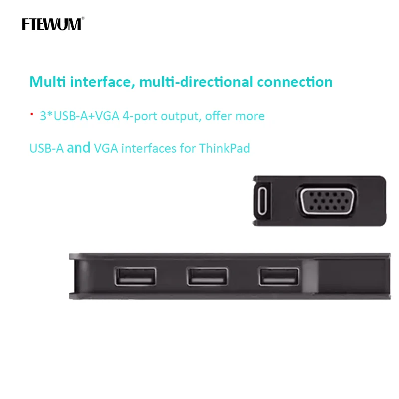 USB C 4 в 1 концентратор Тип к VGA адаптер док станция 3 для Lenovo ThinkPad T14 X13 X390 MacBook Pro