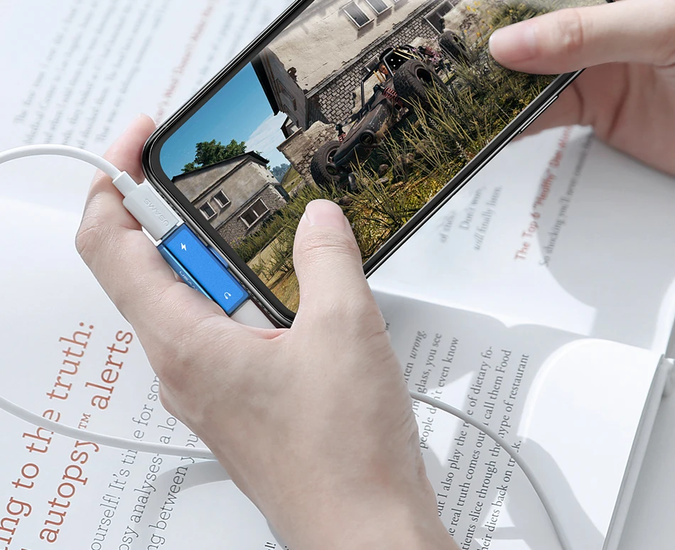 USAMS 4 в 1 аудио зарядка двойное освещение адаптер гнездо для iPhone X xr xs 6 быстрая зарядка и прослушивание адаптер OTG для iOS 12 11