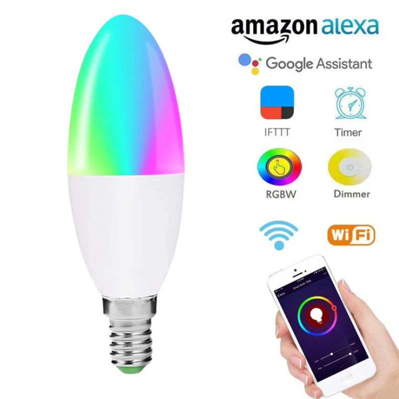 6 Вт RGB умная лампа затемнения E27 B22 WiFi LED декоративный светодиодный светильник