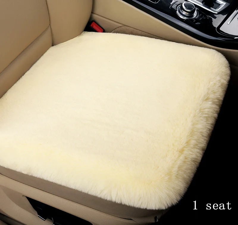 beige front Горячий в холодную погоду искусственный мех автомобильный чехол для сиденья флокированная ткань сиденья Подушка сохраняет тепло зимой - Название цвета: beige front