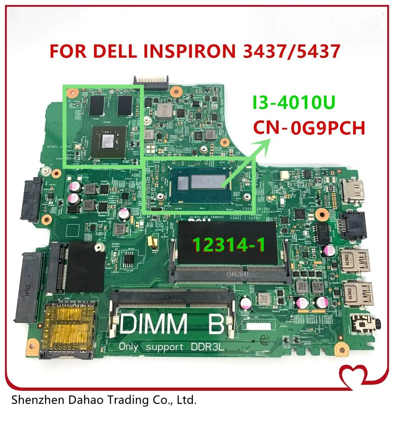 12314 1 CN 0G9PCH G9PCH для DELL Inspiron 5437 3437 i3 4010 N14M GE S A2 ноутбук материнская плата 100% работать