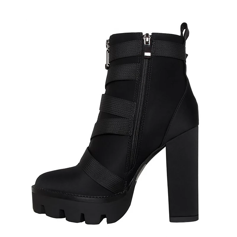 Prova Perfetto 2019 New Fashion Spring Autumn Platform Ankle Boots Women Thick Heel Ladies Worker Black | Обувь