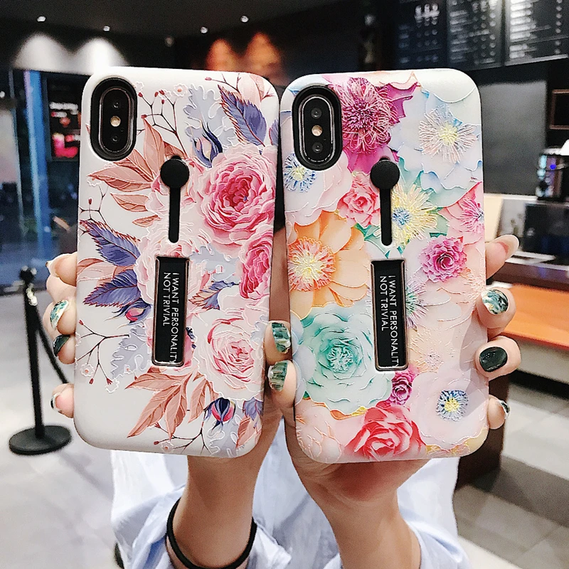 Чехол для iPhone XS MAX 7 8 6 6splus XR роскошный мягкий Ретро с кольцом-петлей держателем