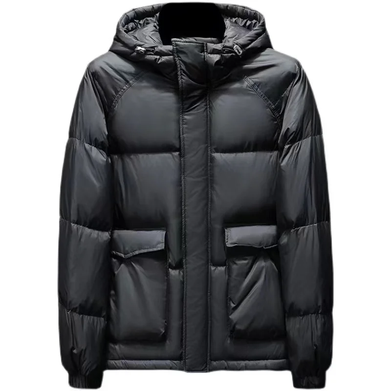 2021 winter new casual white duck down high-end fashion slim bread jacket men's hooded down jacket