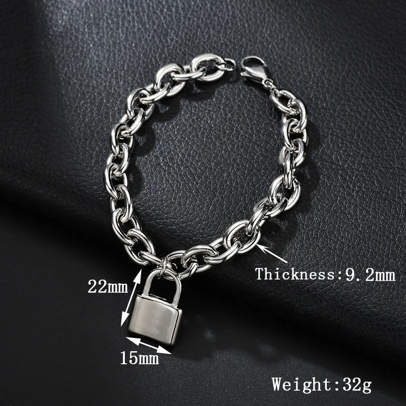 ELSEMODE панк из нержавеющей стали серебряный цветной висячий замок браслет с