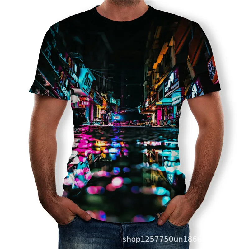 Новинка лета, Мужская футболка, 3D, красивая, звездное дерево, цифровая печать, мужские футболки, повседневные, короткий рукав, Круглый ворот, свободная футболка - Цвет: T584