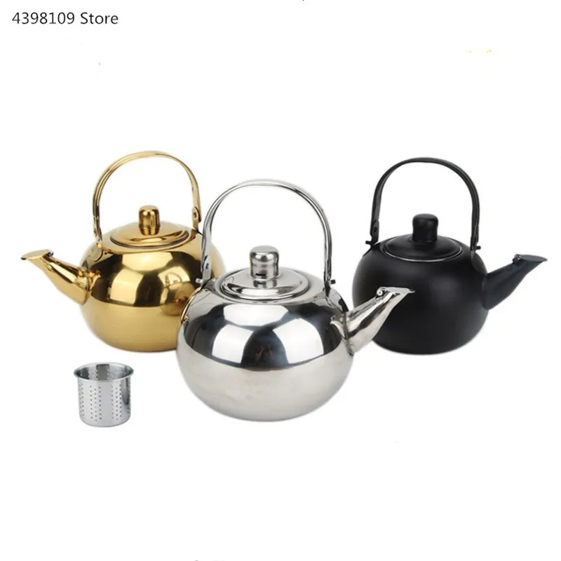 

Thickened Stainless Steel Teapot Set Coffee Pot Teapot with filter hotel restaurant household induction cooker kettle1/1.2 /1.4L