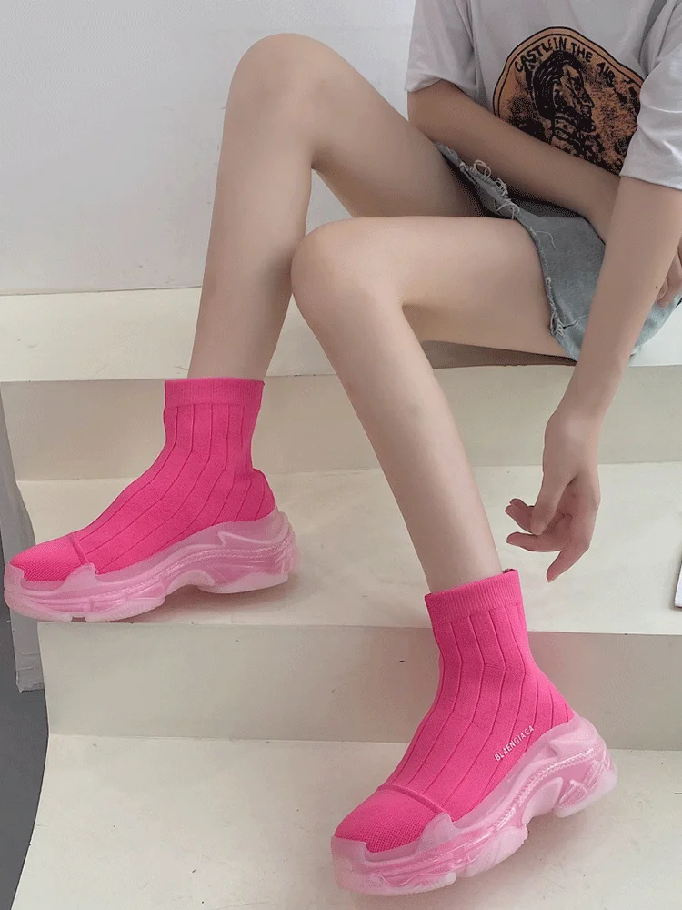 

ZOELEA Breathable Ankle Boot Women Socks Shoes Female Sneakers Casual Elasticity Wedge Platform Shoes zapatillas Mujer Soft Sole