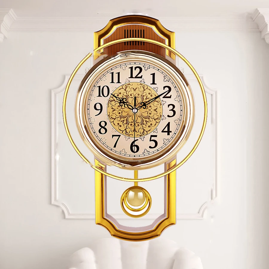

Pendulum Vintage Clock Wall Large Home Decor Silent Luxury Gold Clock Shabby Chic Reloj Pared Grande Modern Design Wall Clock