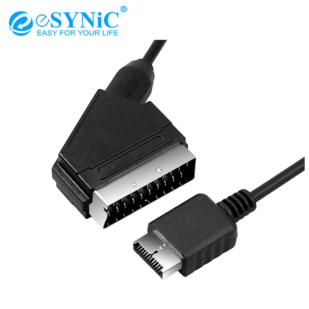 

eSYNiC 1.8m RGB Scart Cable for PS3 PS2 PS1 Standard 21-pin Scart Malehead Compatible With PALconsole (EU Australia)