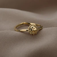 icftzwe sun face rings for women vintage stainless steel sun face punk couple ring fashion exaggeration jewelry gothic gift