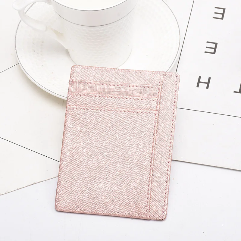 Split Leather Card Holder Men Women Slim Fashon Case  Bank Cards Solid Color Credit ID Card Holder  for Visa Black Brwon