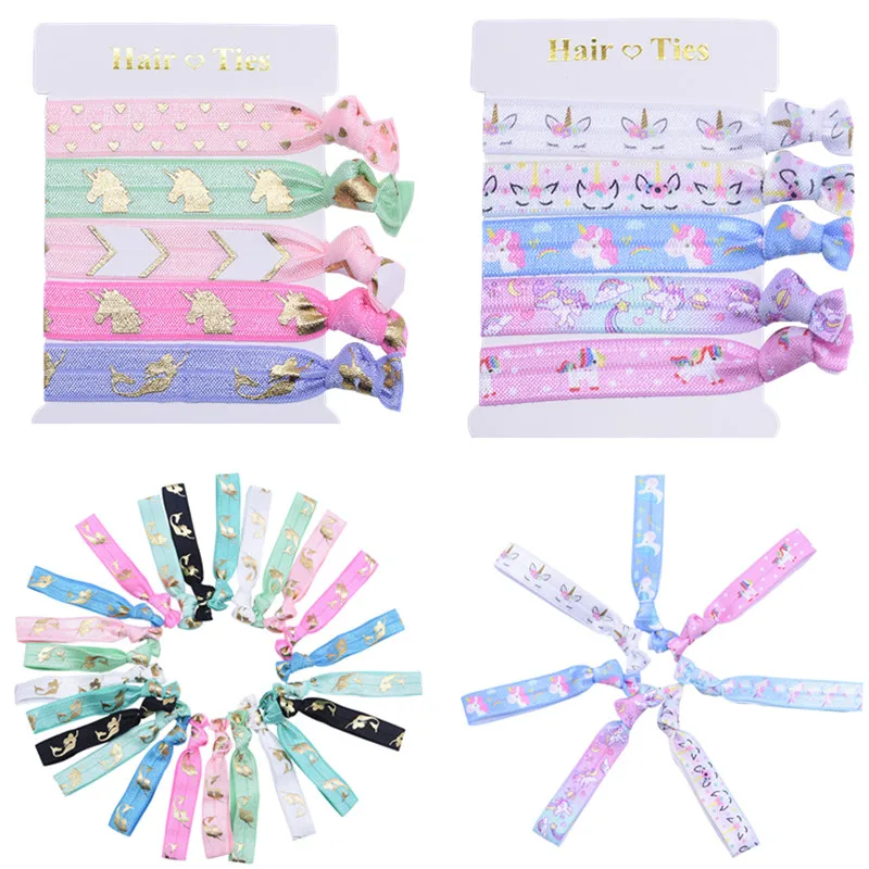 

10Pcs/lot Unicorn Mermaid Hair Bands Ladies Girls Knotted Hair Ties Bracelet Wristband Elastic Hair Rope Hair Accessories Supply