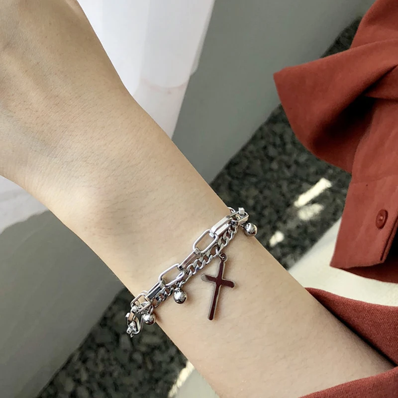 Модный двухслойный браслет цепочка в простом стиле для пар INS Круглый с бусинами