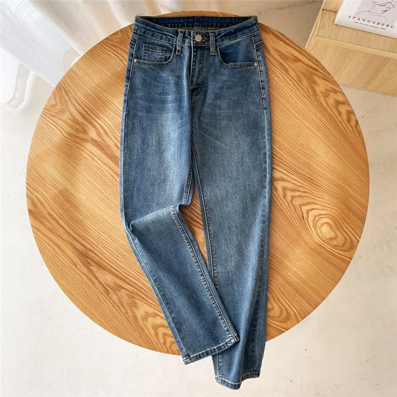 

Spring summer new style street fashion high-waisted micro-stretch jeans women, all-match basic skinny jeans women with thin feet