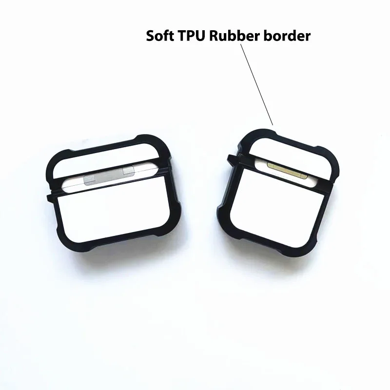 

10pcs/lot 2D tpu rubber sublimation case for Airpods pro 1/2 3 3rd gen cases cover + blank aluminium plate sheet for customized