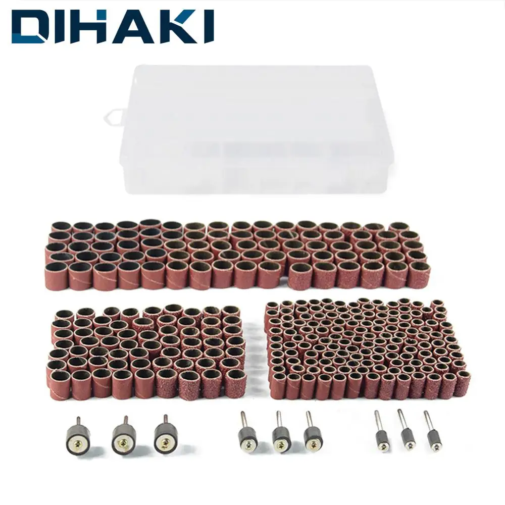 

338 шт./компл. барабан шлифовальный комплект для ногтей шлифовальная лента рукава и барабан шпиндели для Dremel инструмент наждачной бумагой с я...