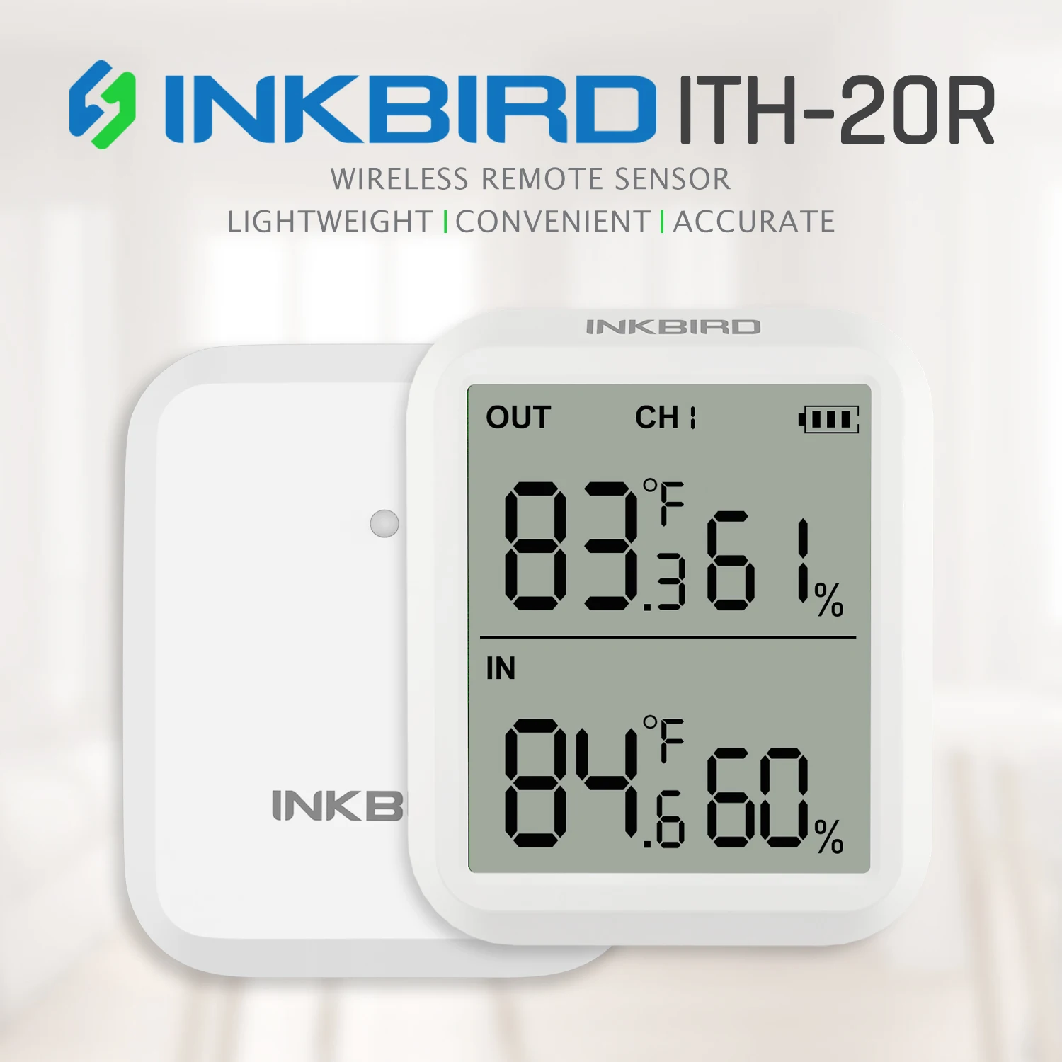 

Цифровой гигрометр Inkbird ITH 20R, беспроводной дистанционный датчик температуры и влажности с внешним кабелем зонда и передатчиком