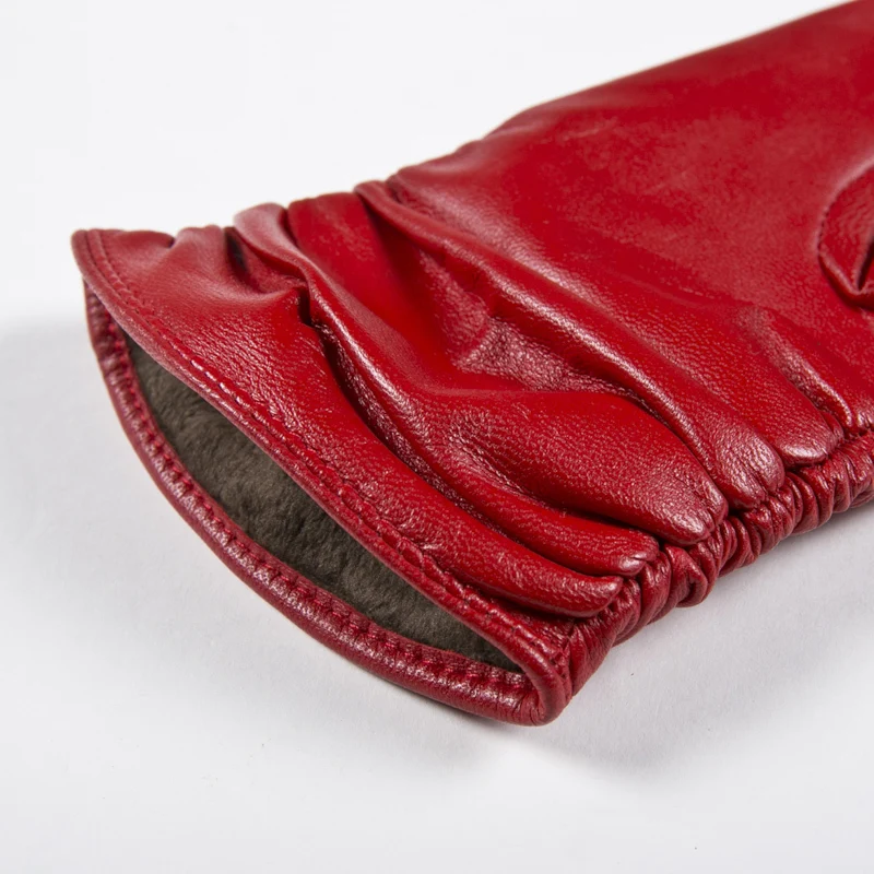 Женские теплые кожаные перчатки Gours синий из натуральной козьей кожи GSL005 зима